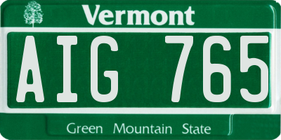 VT license plate AIG765