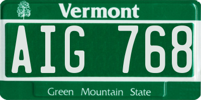 VT license plate AIG768