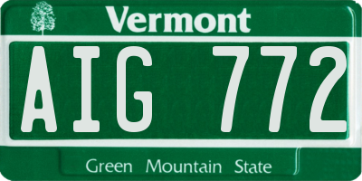 VT license plate AIG772
