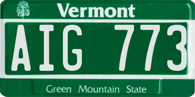 VT license plate AIG773