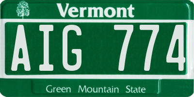 VT license plate AIG774