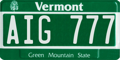 VT license plate AIG777