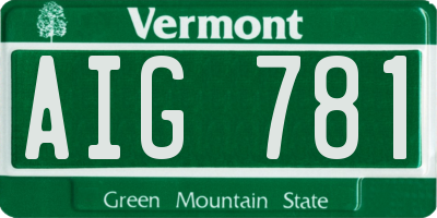 VT license plate AIG781