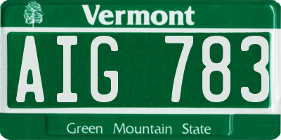 VT license plate AIG783
