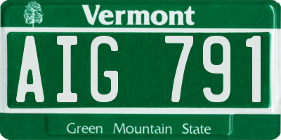 VT license plate AIG791