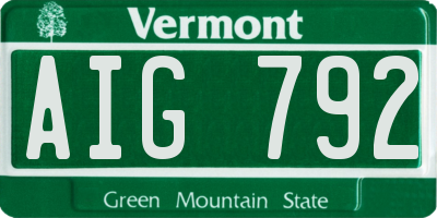 VT license plate AIG792