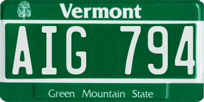 VT license plate AIG794