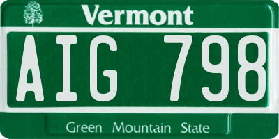 VT license plate AIG798