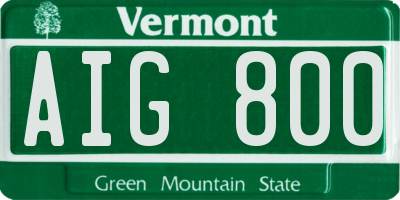 VT license plate AIG800