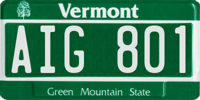 VT license plate AIG801