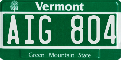 VT license plate AIG804