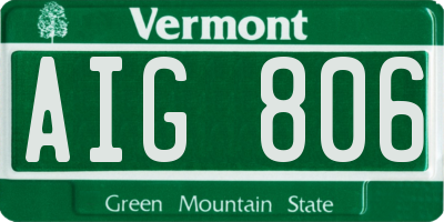 VT license plate AIG806