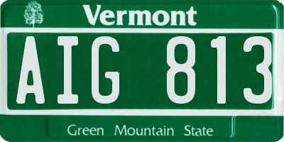 VT license plate AIG813