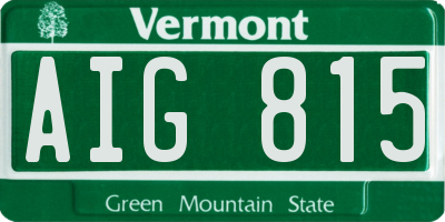 VT license plate AIG815
