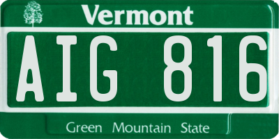 VT license plate AIG816
