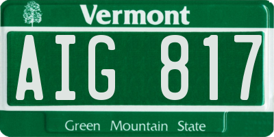 VT license plate AIG817