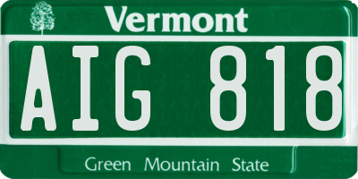 VT license plate AIG818