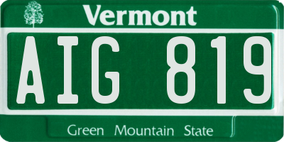 VT license plate AIG819