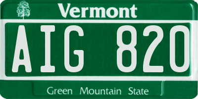 VT license plate AIG820