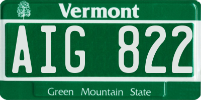 VT license plate AIG822