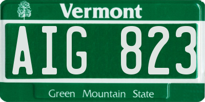 VT license plate AIG823