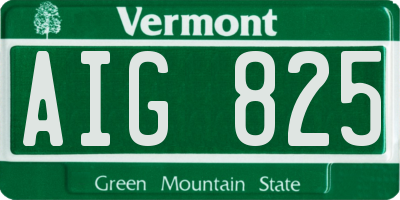 VT license plate AIG825