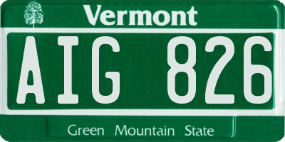 VT license plate AIG826