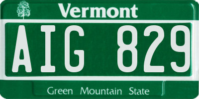 VT license plate AIG829
