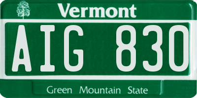VT license plate AIG830