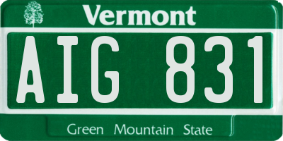 VT license plate AIG831