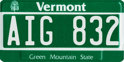VT license plate AIG832