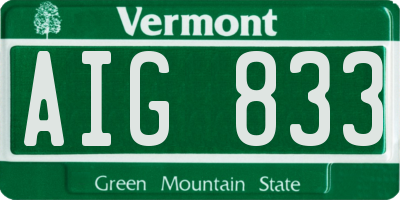 VT license plate AIG833