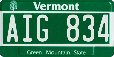 VT license plate AIG834