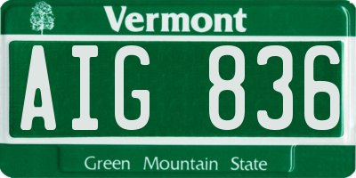 VT license plate AIG836