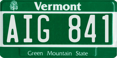 VT license plate AIG841