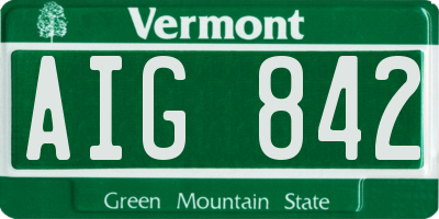 VT license plate AIG842