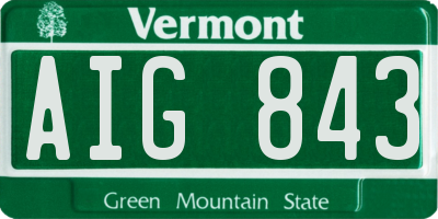 VT license plate AIG843