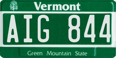 VT license plate AIG844