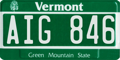 VT license plate AIG846