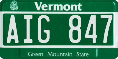VT license plate AIG847
