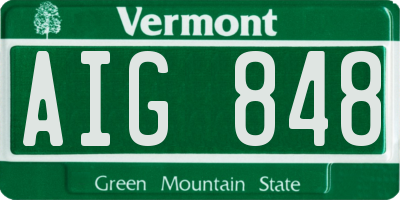 VT license plate AIG848