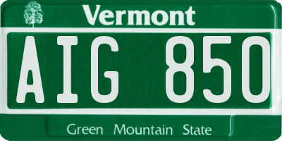 VT license plate AIG850