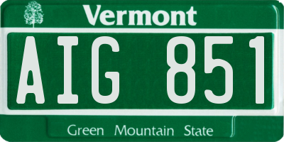 VT license plate AIG851