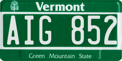 VT license plate AIG852