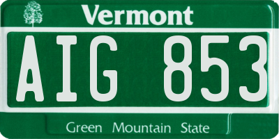VT license plate AIG853