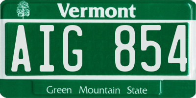 VT license plate AIG854