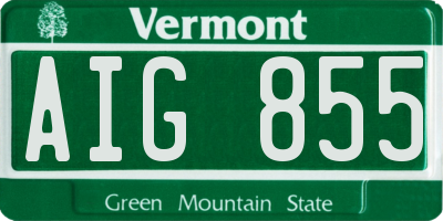 VT license plate AIG855