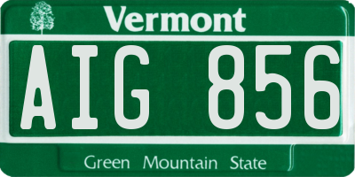 VT license plate AIG856