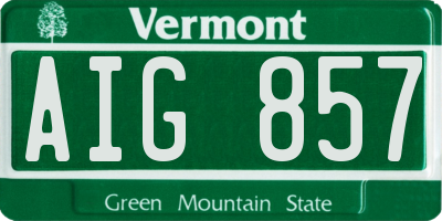 VT license plate AIG857