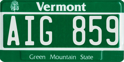 VT license plate AIG859